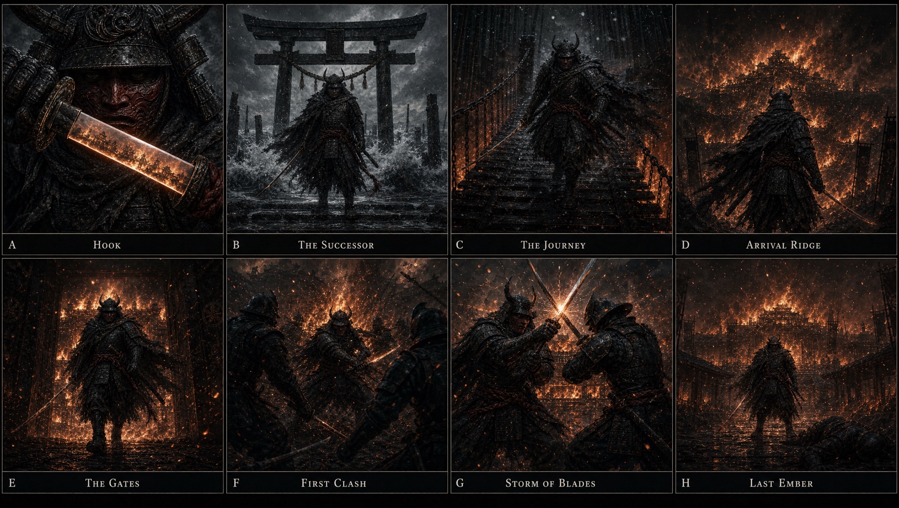 Fable 5 storyboard — eight beats
