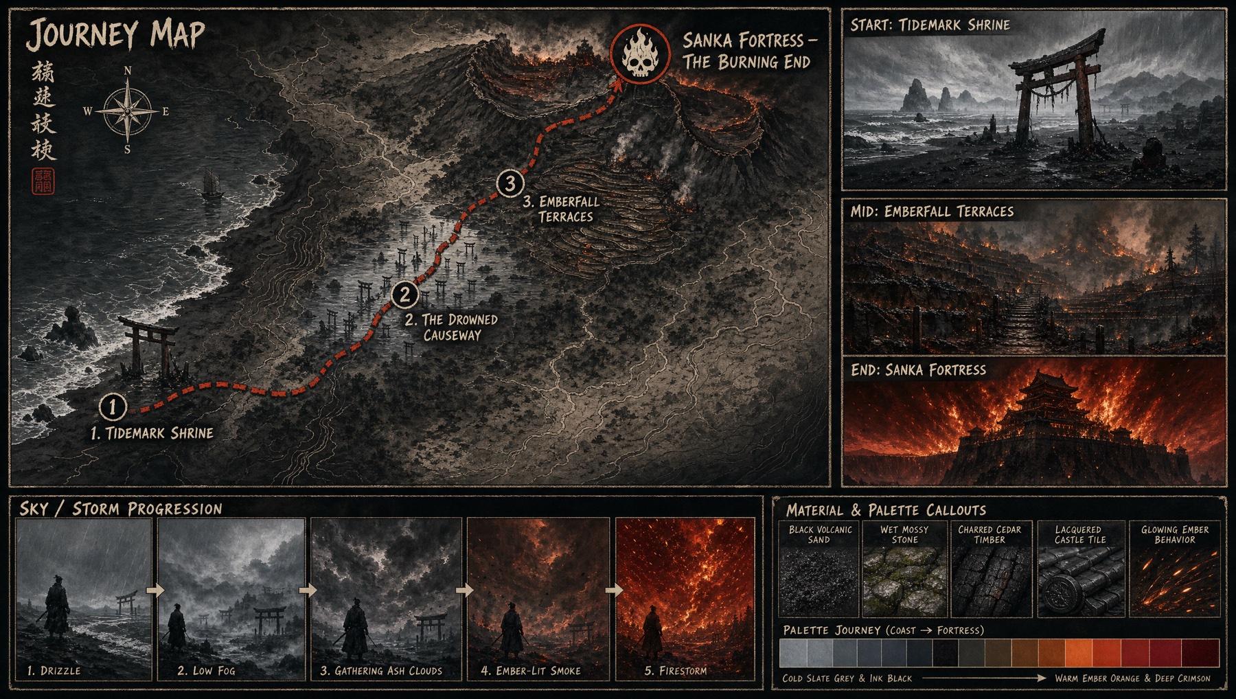 Opus 4.8 world map — The Ashen Road