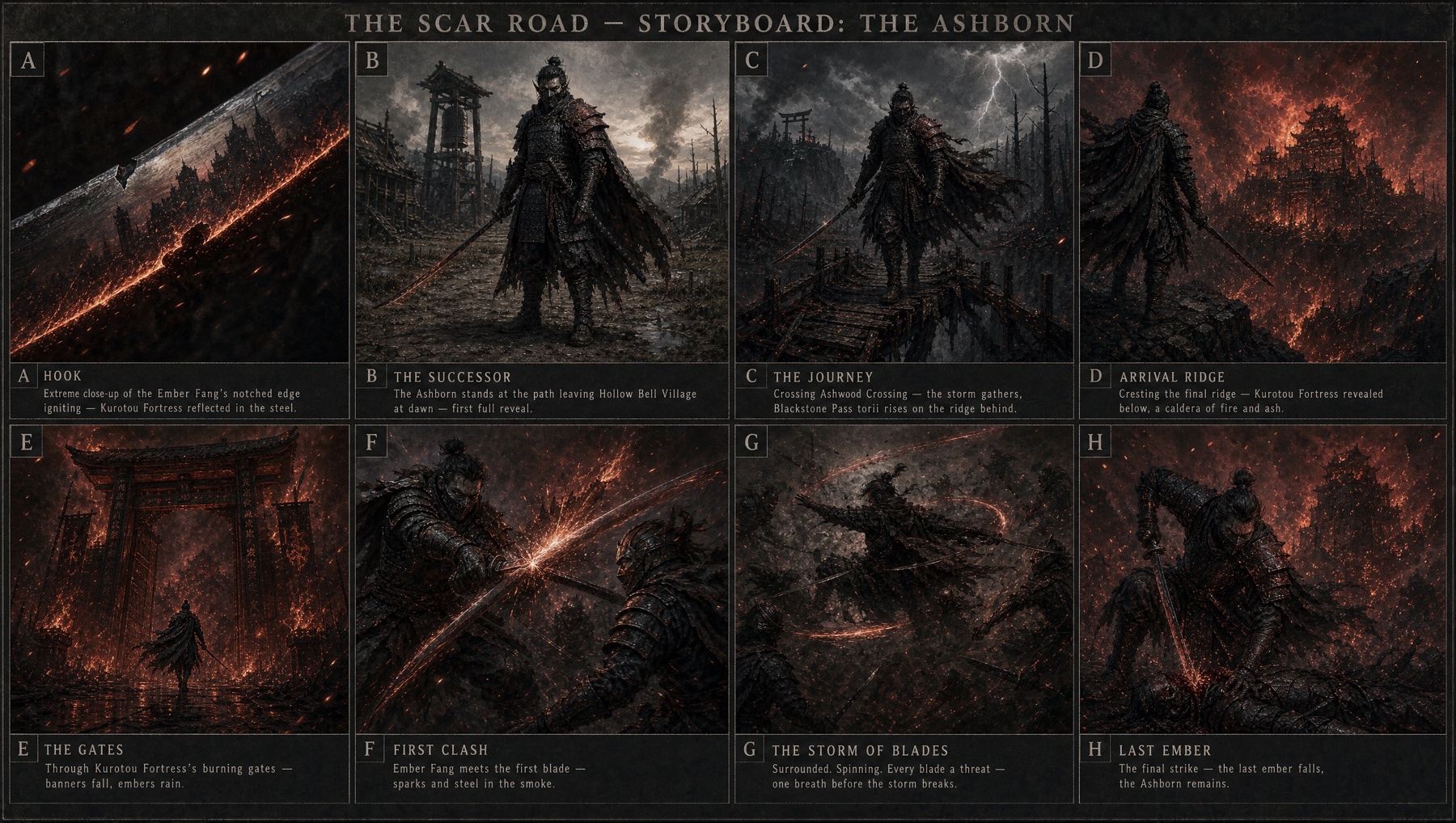 Sonnet 5 storyboard — eight beats